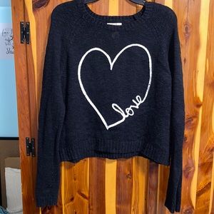 SO Black & White Love Heart Sweater